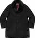 Faux Fur Collar Car Coat - Black (front)