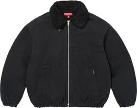 Faux Shearling Lined Bomber Jacket Black