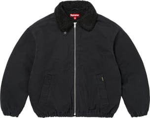 Faux Shearling Lined Bomber Jacket Black