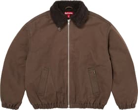 Faux Shearling Lined Bomber Jacket Brown