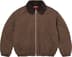 Faux Shearling Lined Bomber Jacket - Brown (front)