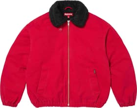 Faux Shearling Lined Bomber Jacket Red