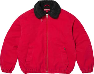 Faux Shearling Lined Bomber Jacket Red