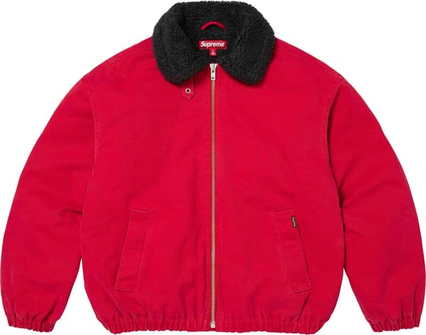 Faux Shearling Lined Bomber Jacket - Red (front)