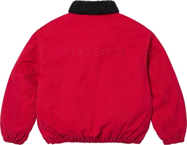 Faux Shearling Lined Bomber Jacket - Red (detail)