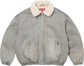 Faux Shearling Lined Bomber Jacket Washed Grey