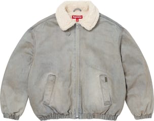 Faux Shearling Lined Bomber Jacket Washed Grey