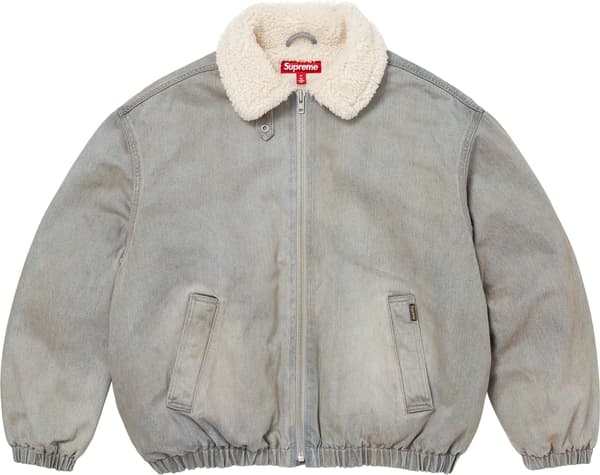 Faux Shearling Lined Bomber Jacket - Washed Grey (front)