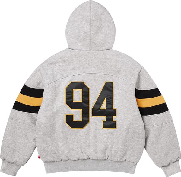 Filled Zip Up Hooded Sweatshirt - Heather Grey (detail)