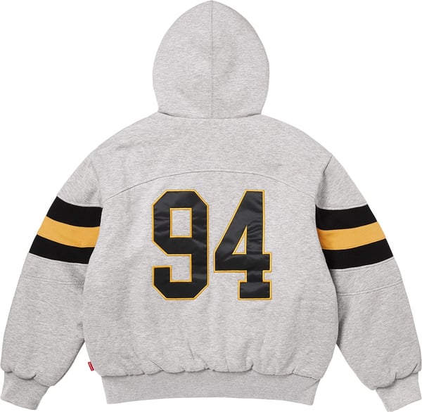 Filled Zip Up Hooded Sweatshirt - Heather Grey (detail)