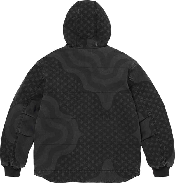 Flag Quilted Hooded Work Jacket - Black (detail)