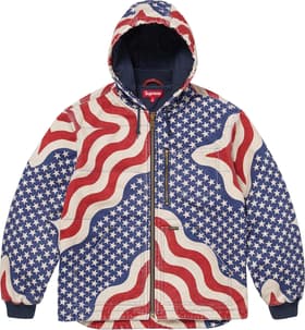 Flag Quilted Hooded Work Jacket Multicolor