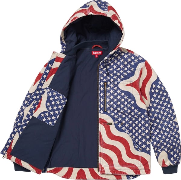 Flag Quilted Hooded Work Jacket - Multicolor (detail)