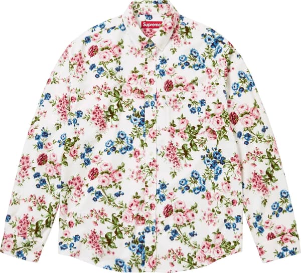 Floral Flannel Shirt - White (front)