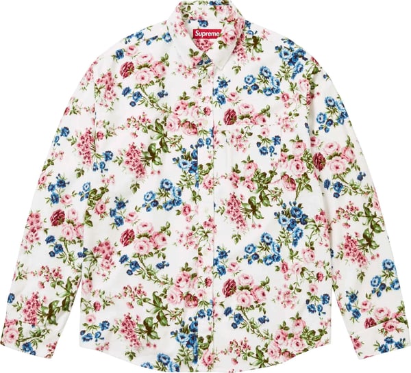 Floral Flannel Shirt - White (front)