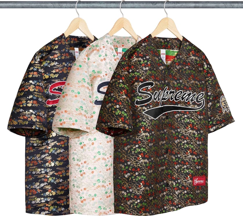 Floral Jacquard Baseball Jersey