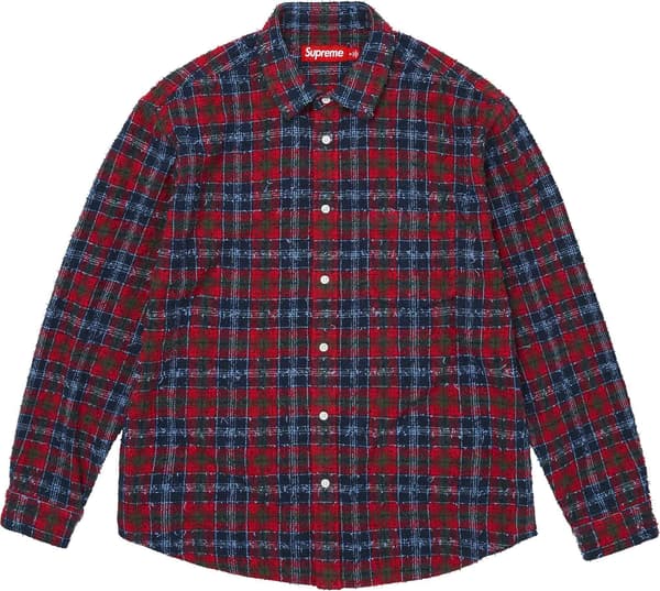 Frayed Textured Plaid Shirt - Navy (front)