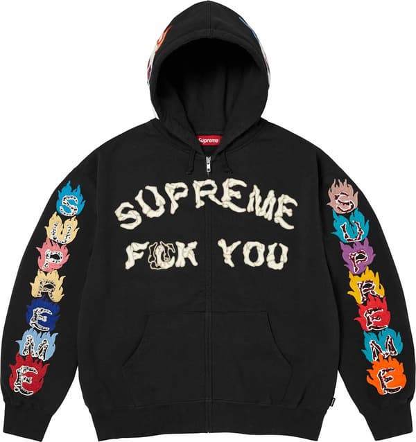 Fuck You Zip Up Hooded Sweatshirt - Black (front)