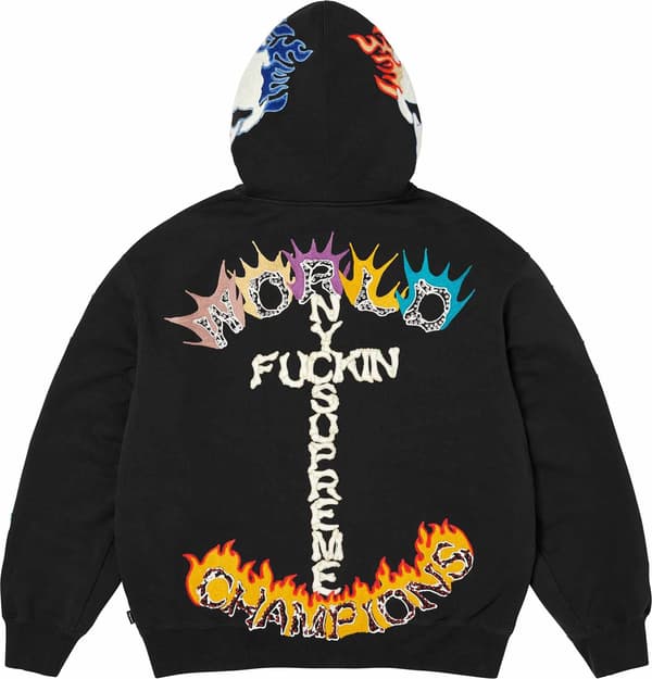 Fuck You Zip Up Hooded Sweatshirt - Black (detail)
