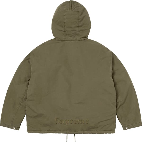 Fur Lined Hooded Field Jacket - Olive (detail)