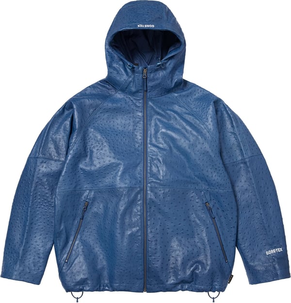 GORE-TEX Ostrich Embosssed Leather Jacket - Blue (front)
