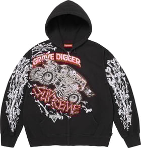 Grave Digger Bones Zip Up Hooded Sweatshirt