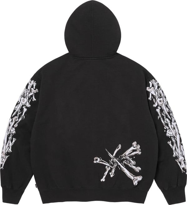 Grave Digger Bones Zip Up Hooded Sweatshirt - Black (detail)