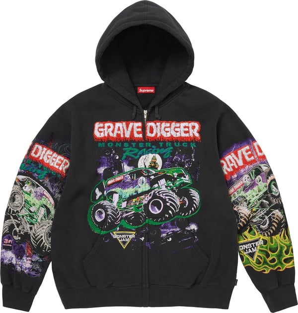 Grave Digger Zip Up Hooded Sweatshirt - Black (front)