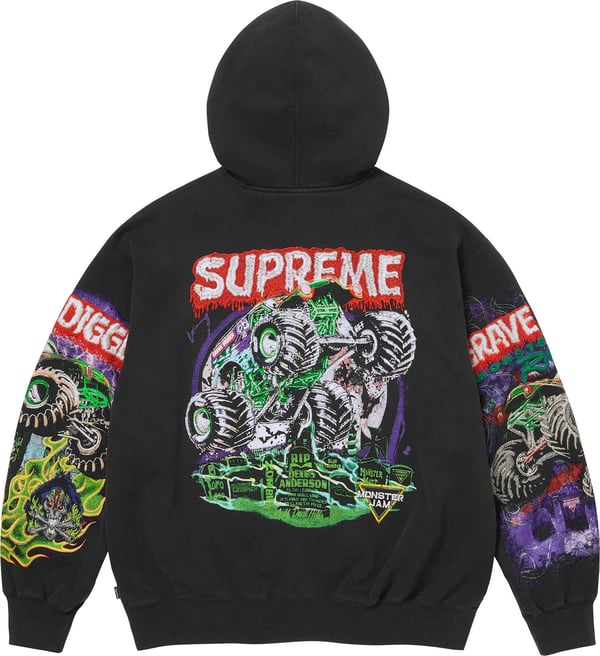 Grave Digger Zip Up Hooded Sweatshirt - Black (detail)