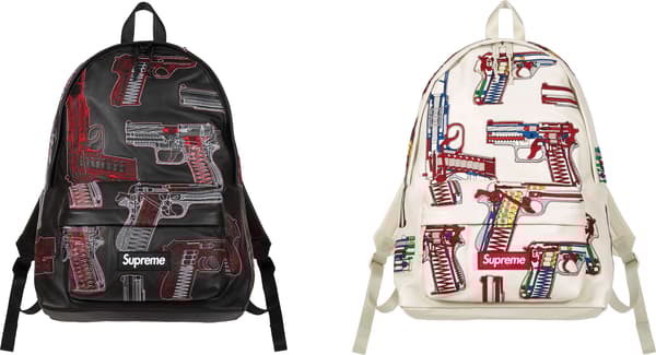 Guns Embroidered Leather Backpack - Group Shot
