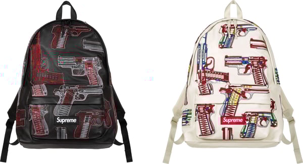 Guns Embroidered Leather Backpack - Group Shot