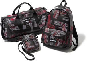 Guns Embroidered Leather Bags Black