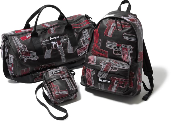 Guns Embroidered Leather Bags - Black (front)