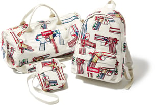 Guns Embroidered Leather Bags White