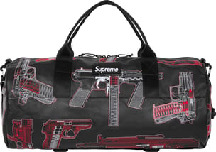 Guns Embroidered Leather Duffle Bag Black