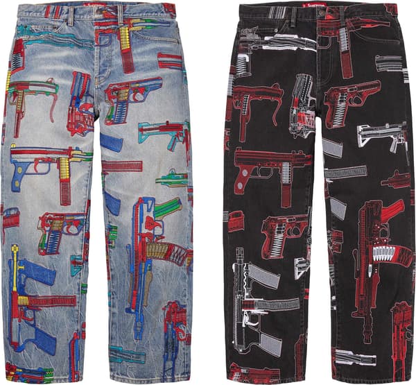 Guns Embroidered Loose Fit Jean - Group Shot