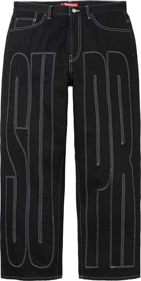 Inset Spellout Baggy Jean Black