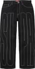 Inset Spellout Baggy Jean - Black (front)