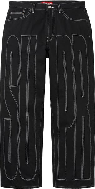 Inset Spellout Baggy Jean Black