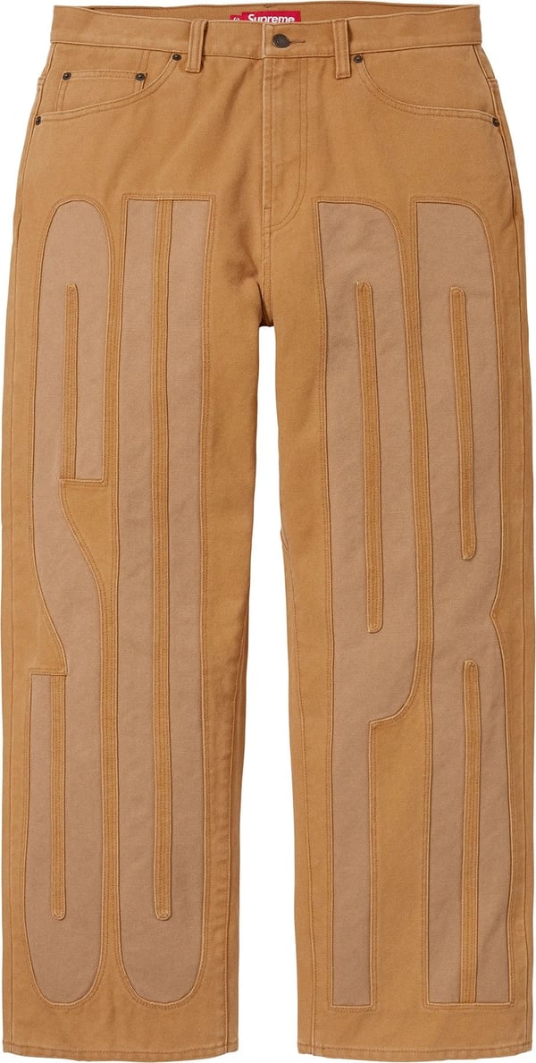 Inset Spellout Baggy Jean - Brown (front)