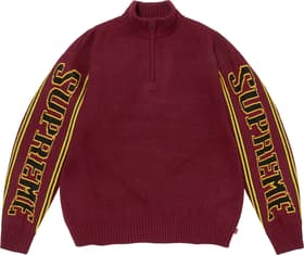 Jacquard Sleeve Half Zip Sweater Burgundy