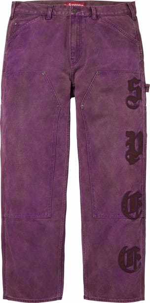 Leather Appliqué Double Knee Painter Pant Purple