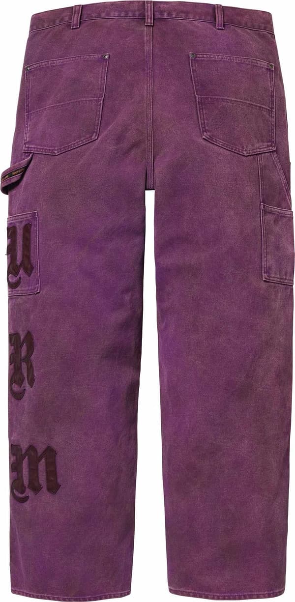 Leather Appliqué Double Knee Painter Pant - Purple (detail)