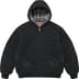 Leather Appliqué Hooded Work Jacket - Black (front)