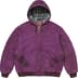 Leather Appliqué Hooded Work Jacket - Purple (front)