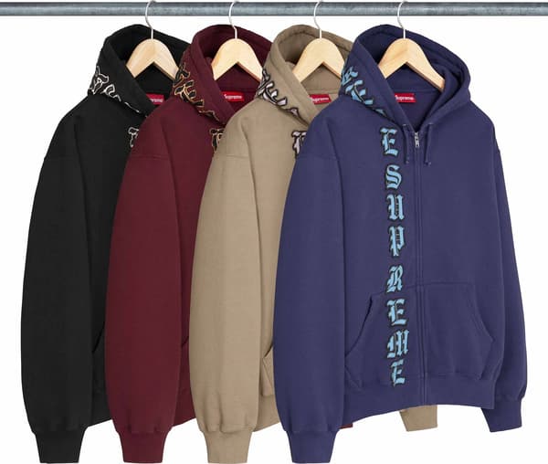 Leather Appliqué Zip Up Hooded Sweatshirt - Group Shot