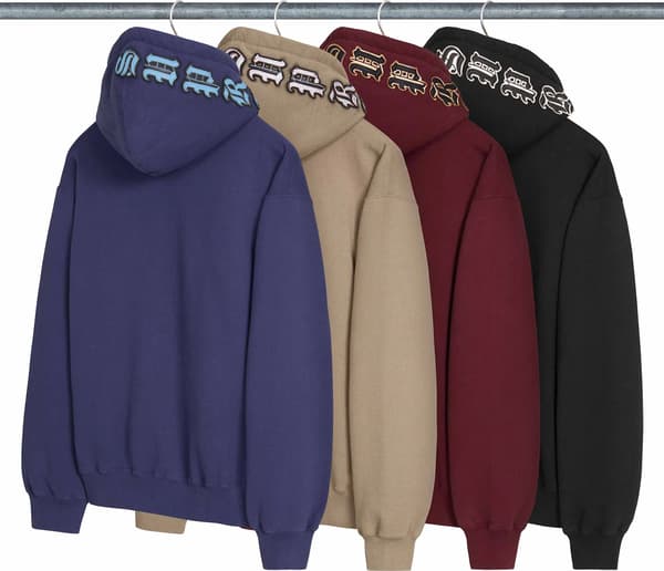 Leather Appliqué Zip Up Hooded Sweatshirt - Group Shot
