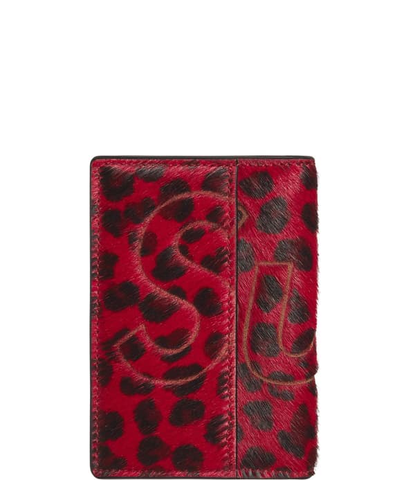 Leather Card Holder - Red Leopard (front)