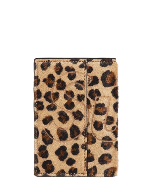 Leather Card Holder - Tan Leopard (front)