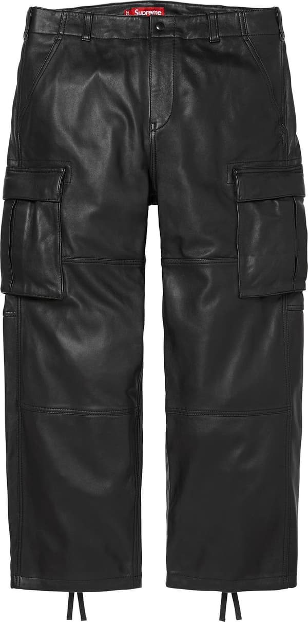 Leather Cargo Pant - Black (front)